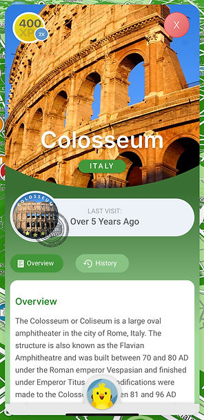 DuckAbroad travel journal app showing a Rome trip